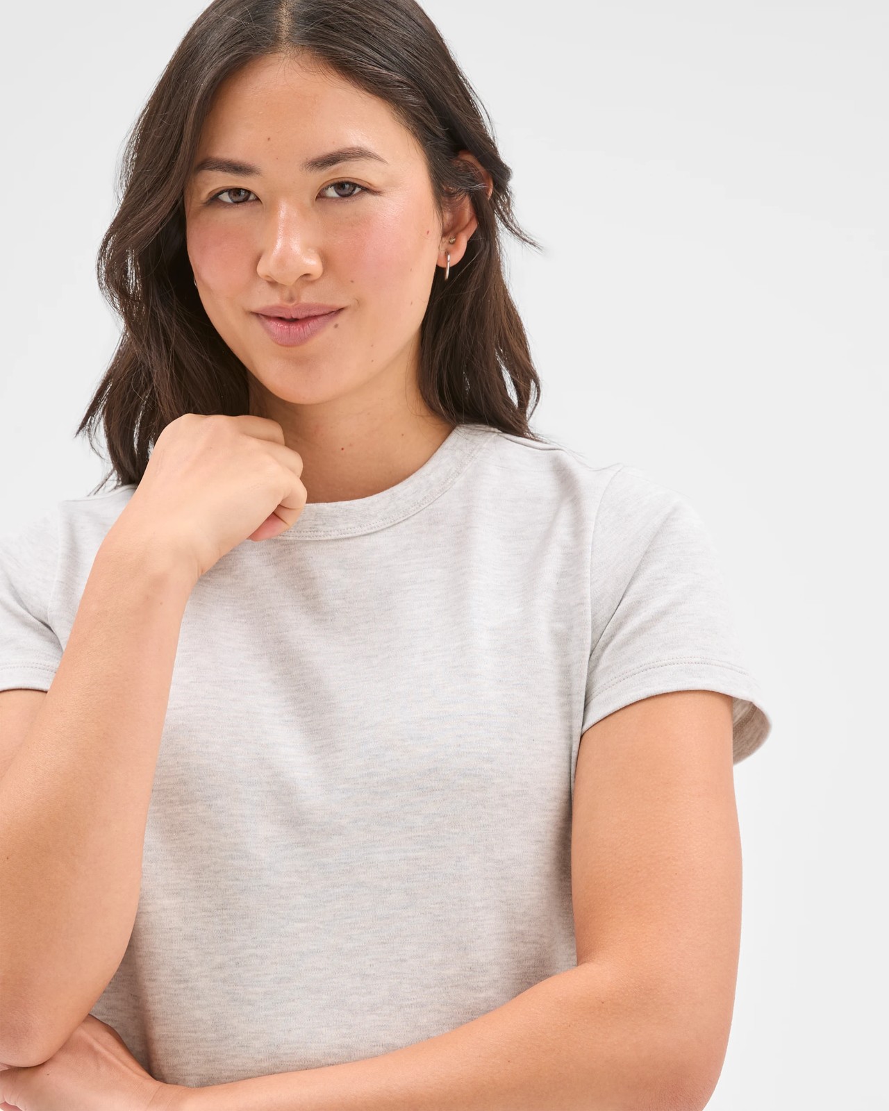 Australian Cotton Interlock Neat T-Shirt  - Grey Marle 5 of 5
