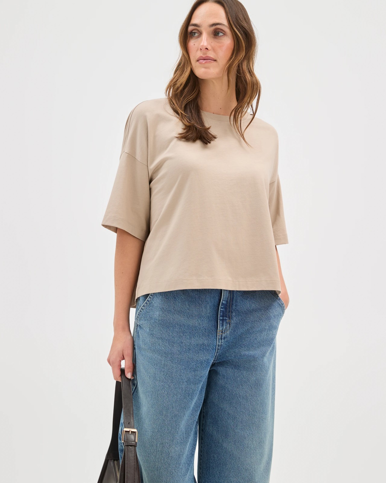 Boxy Crew Neck T-Shirt - Parchment 2 of 5