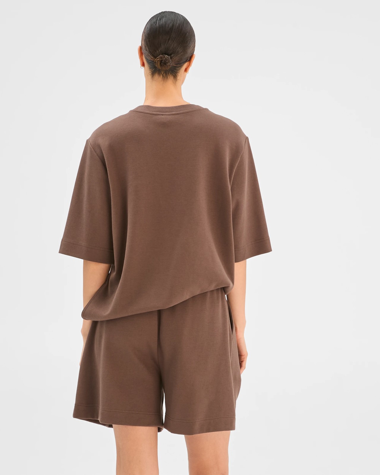 Australian Cotton Blend Relaxed Drape Shorts - Coffee Bean 6 of 6
