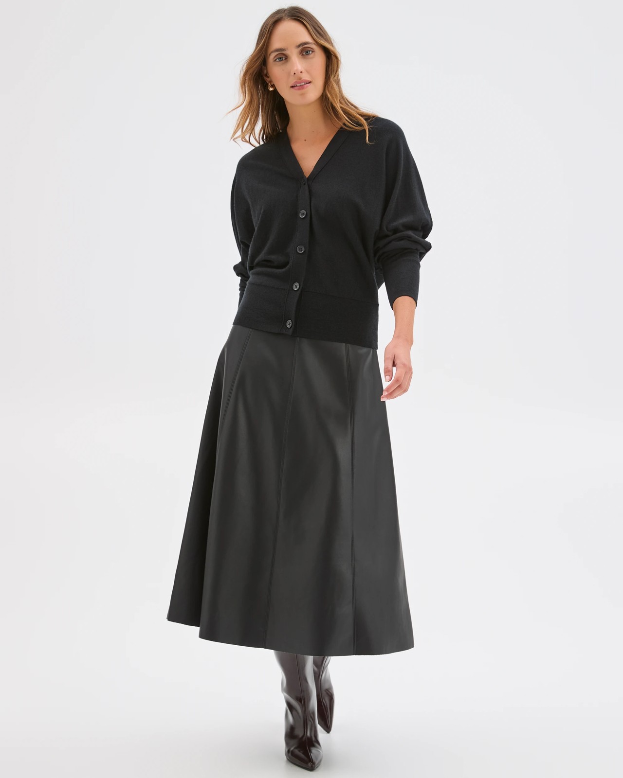 Preview Australian Merino Wool Batwing Cardigan - Black 4 of 6