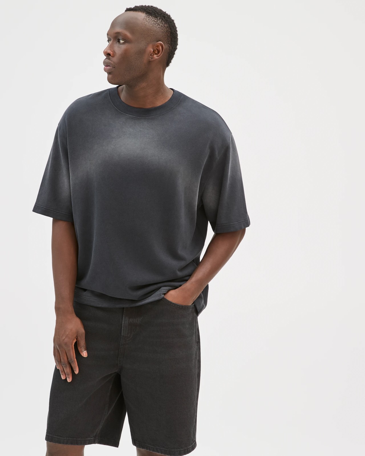 Commons Australian Cotton Oversized Washed T-Shirt - Black Spray 2 of 5