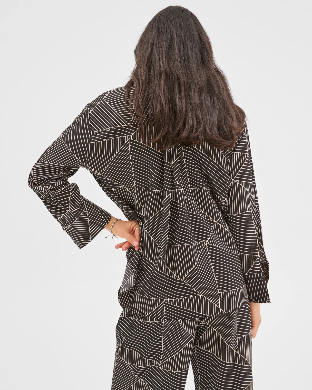 Preview Long Sleeve Set Dressing Shirt - Black Spliced Geo 6 of 6