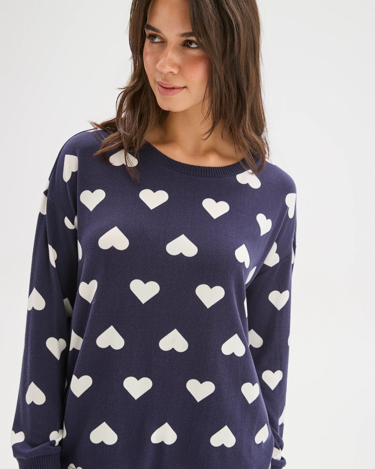 Printed Cosy Pyjama Sleep Set - Navy Hearts 3 of 6
