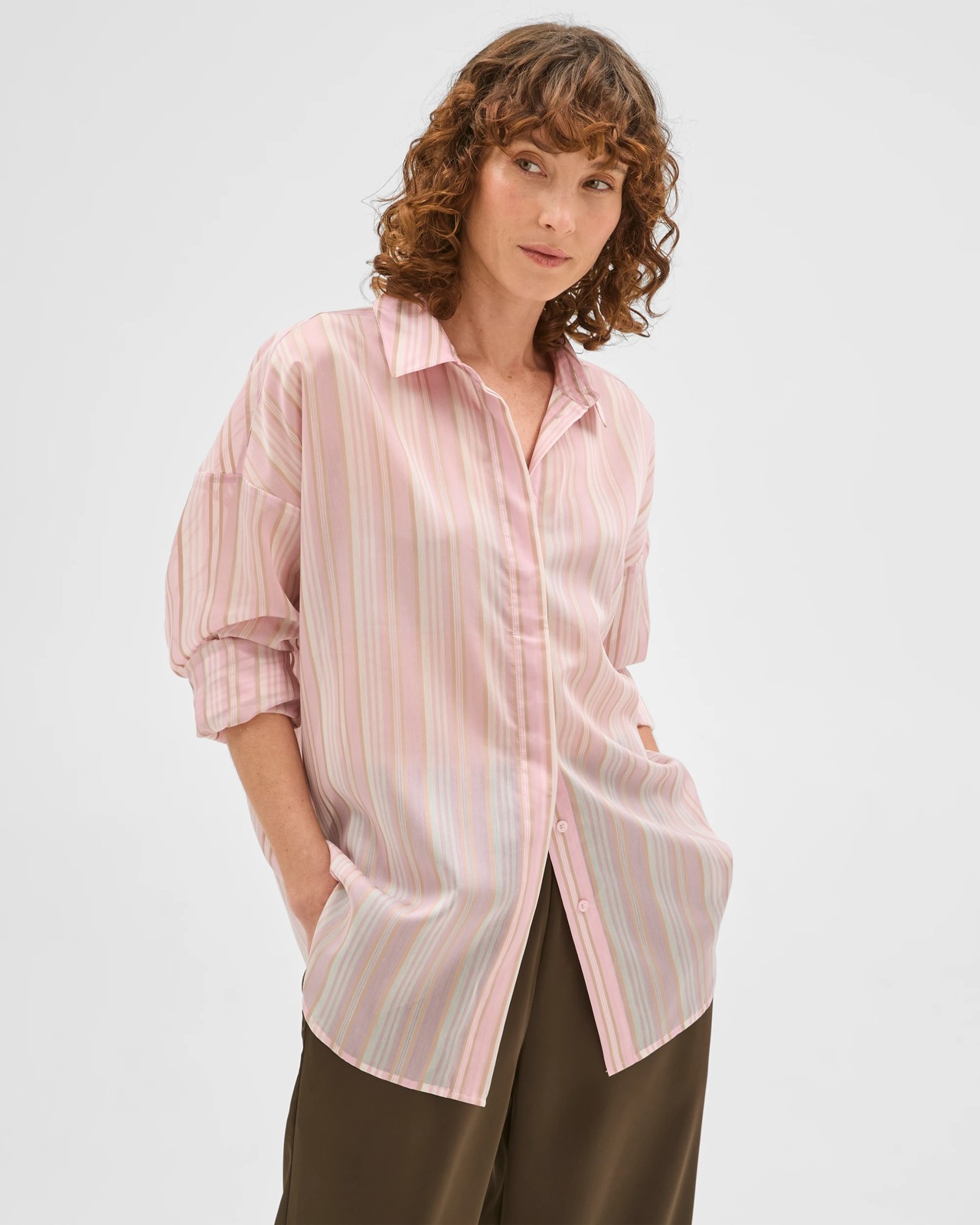 Preview Woven Striped Shirt - Ice Berry Stripe 4 of 5