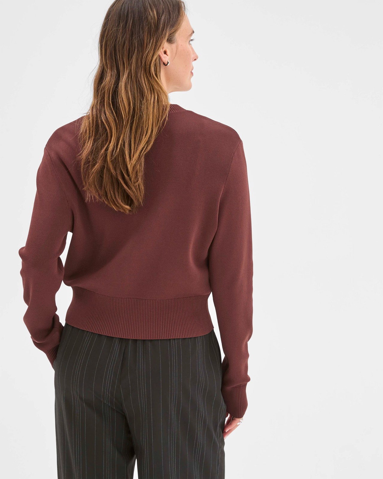 Preview Crepe Knit Core Cardigan - Dark Chocolate 6 of 6