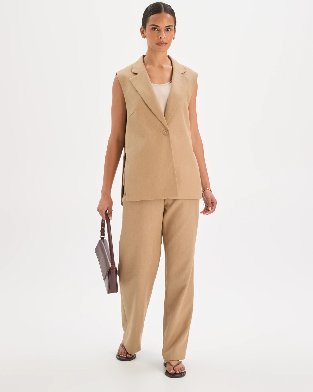 Preview Textured Tailored Back V Detail Vest 6 of 6