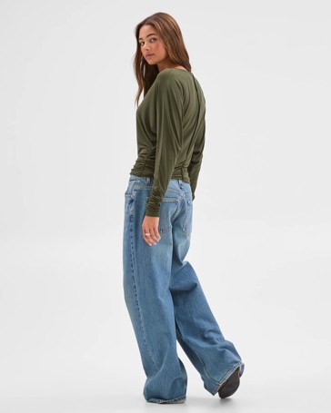 Lily Loves Mid Rise Wide Leg Denim Jeans