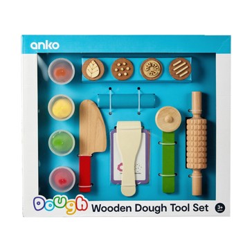 Wooden Dough Tool Set, 17 Pieces - Anko