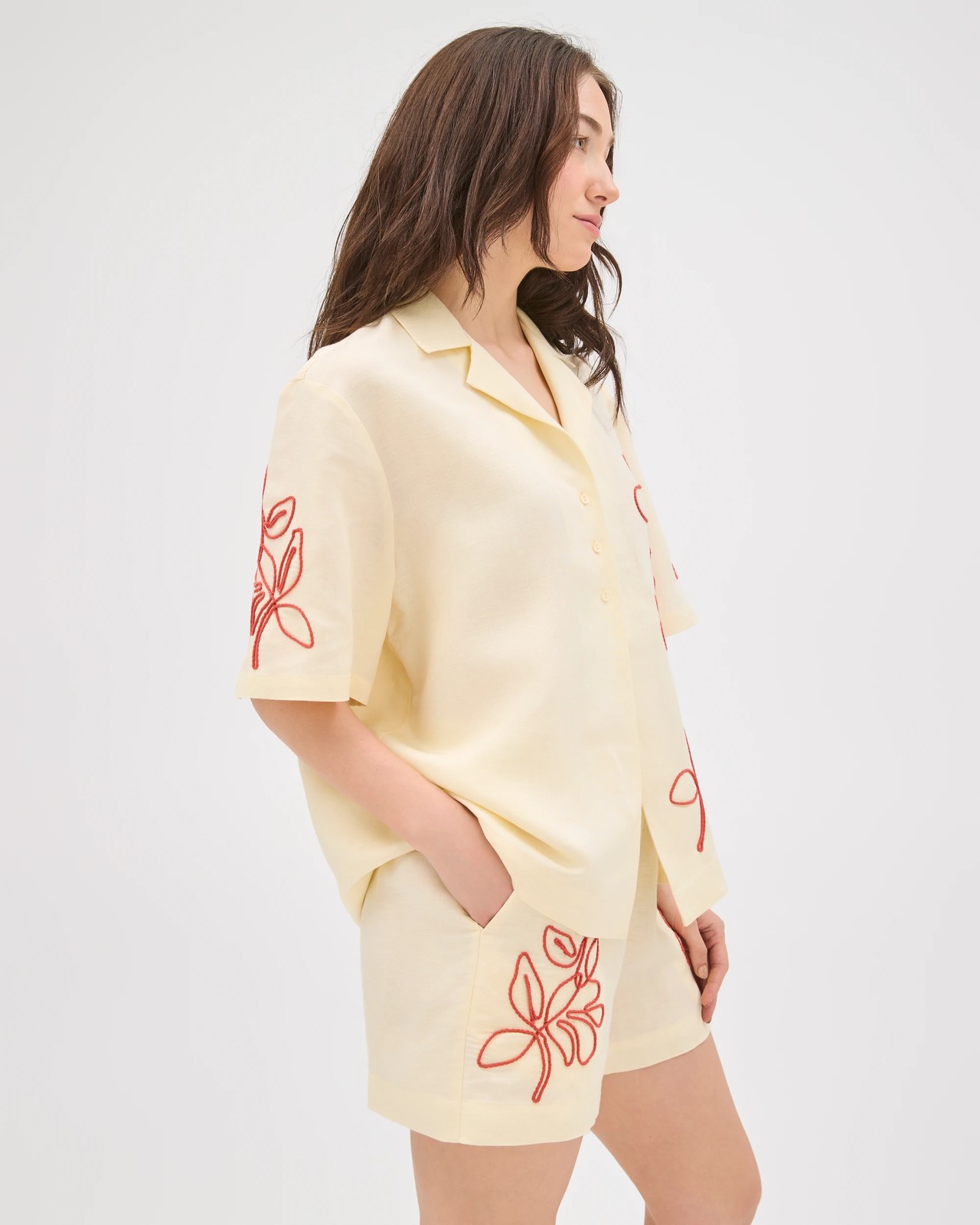 Lily Loves European Linen Blend Embellished Shirt - Butter 5 of 6