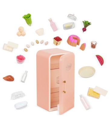 Our Generation Perfectly Fresh Mini Fridge & Play Food Set