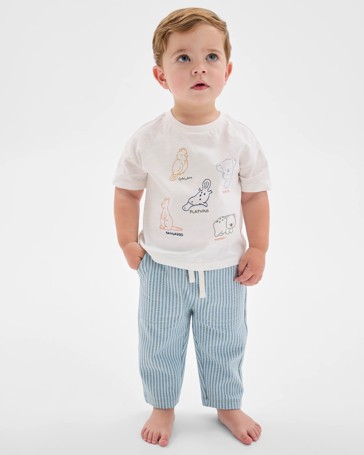 Baby Organic Cotton Embroidered T-Shirt and Trackpants Set