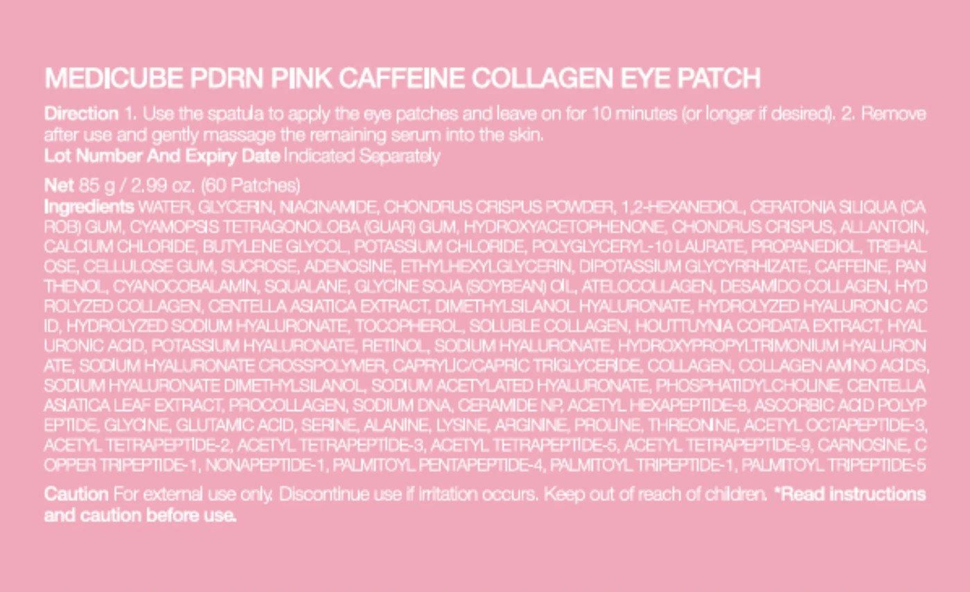 60 Pack Medicube PDRN Pink Caffeine Collagen Eye Patches 85g 2 of 4