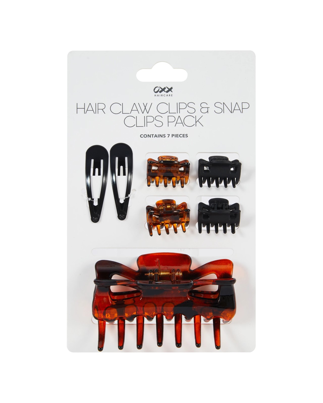 OXX Haircare 7 Piece Black and Tort Claw and Snap Hair Clips Pack 3 of 3