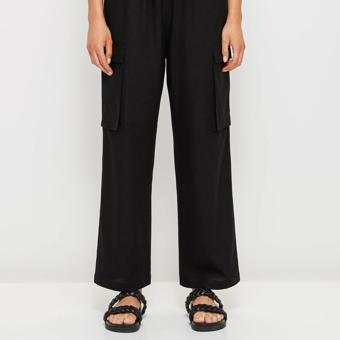 European Linen Blend Cargo Pants Lily Loves Black Target Australia