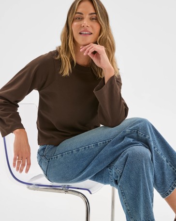Australian Cotton Long Sleeve Spliced Top