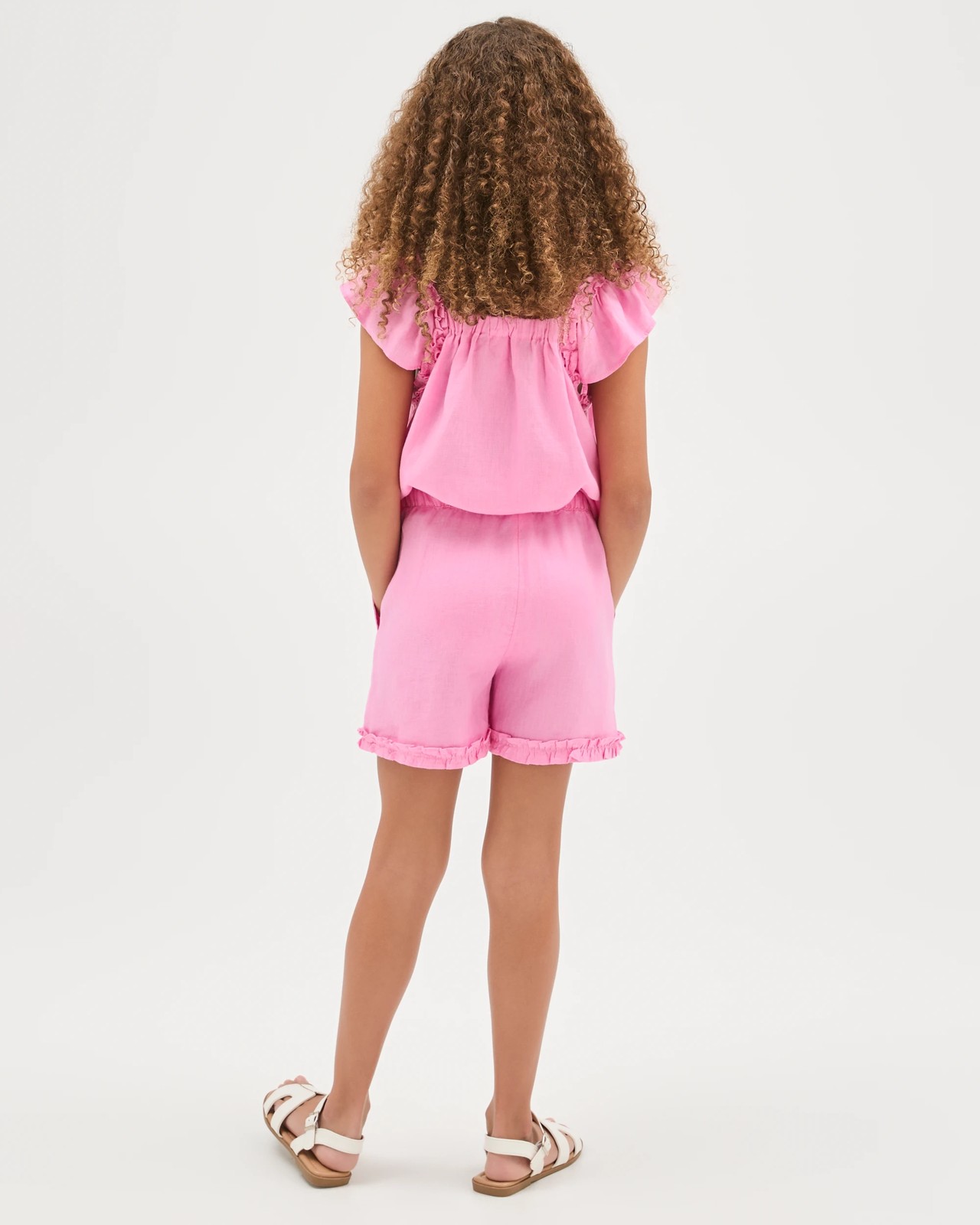 European Linen Frill Shorts - Pink 4 of 6