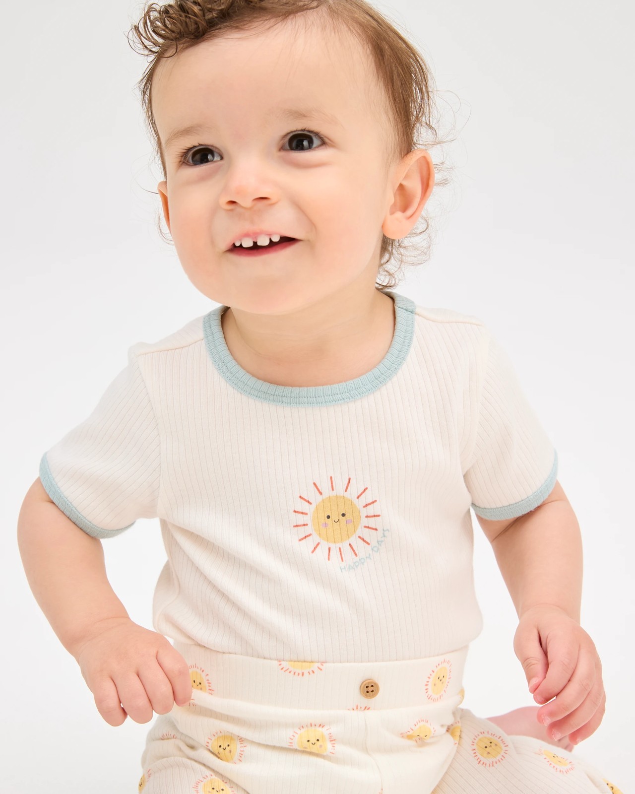 Baby Organic Cotton Ribbed Bodysuit and Leggings Set - Sunshine Neutral 3 of 6
