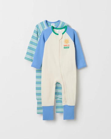 Baby Organic Cotton 2 Pack Rib Zip Coverall