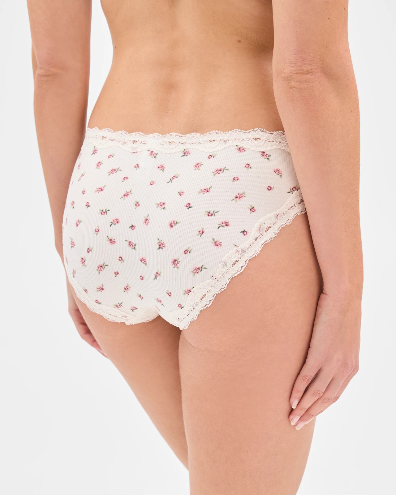 Australian Cotton Blend & Lace 3 Pack Bikini Briefs - Rose Ditsy Floral Print/Foxglove/Hawthorn Rose 4 of 4