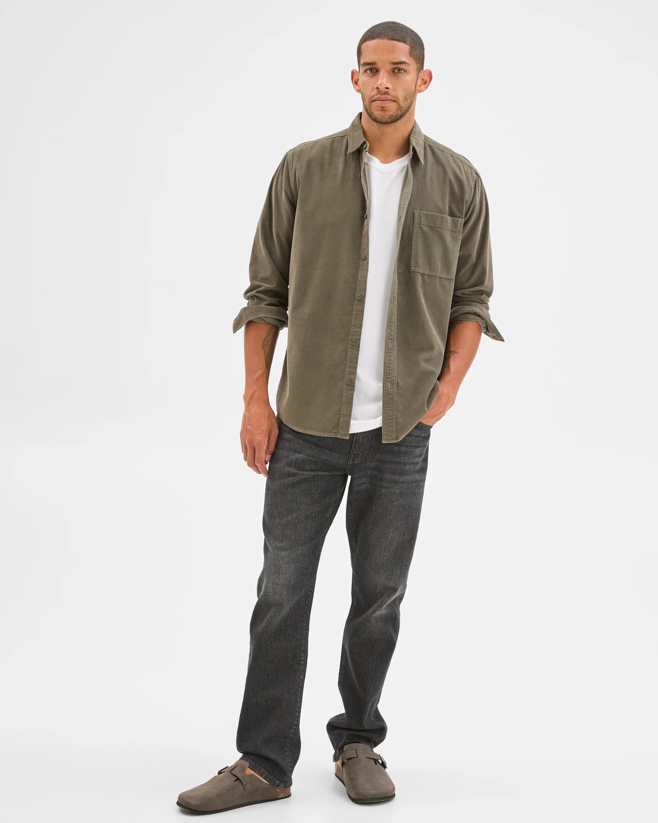 Australian Cotton Corduroy Shirt - Dark Olive 2 of 6