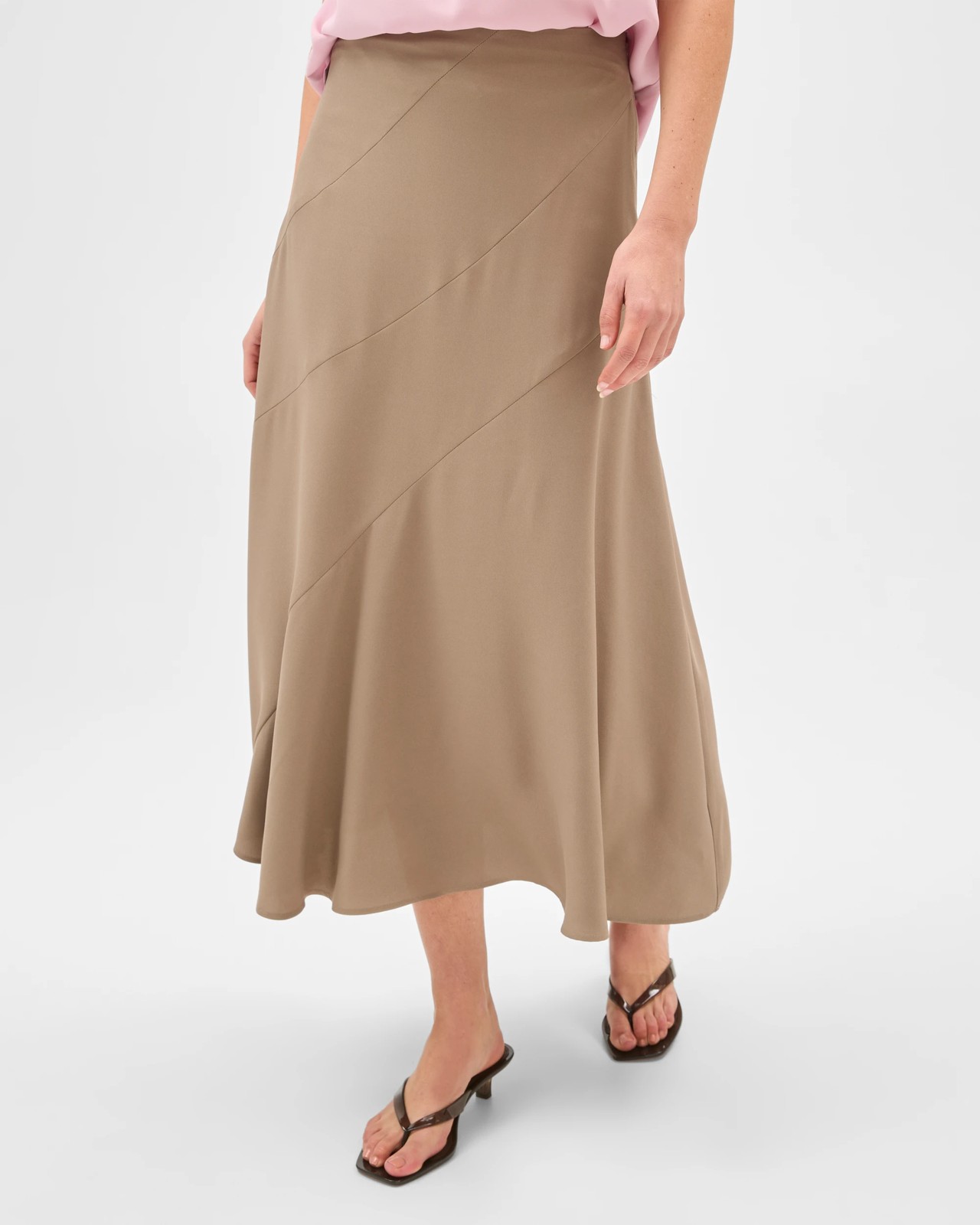 Preview Panelled Midi Skirt - Smoked Taupe 5 of 5
