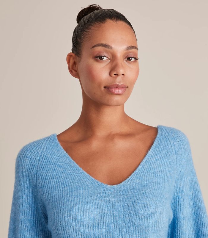 Preview V-Neck Puff Sleeve Knit Jumper | Target Australia