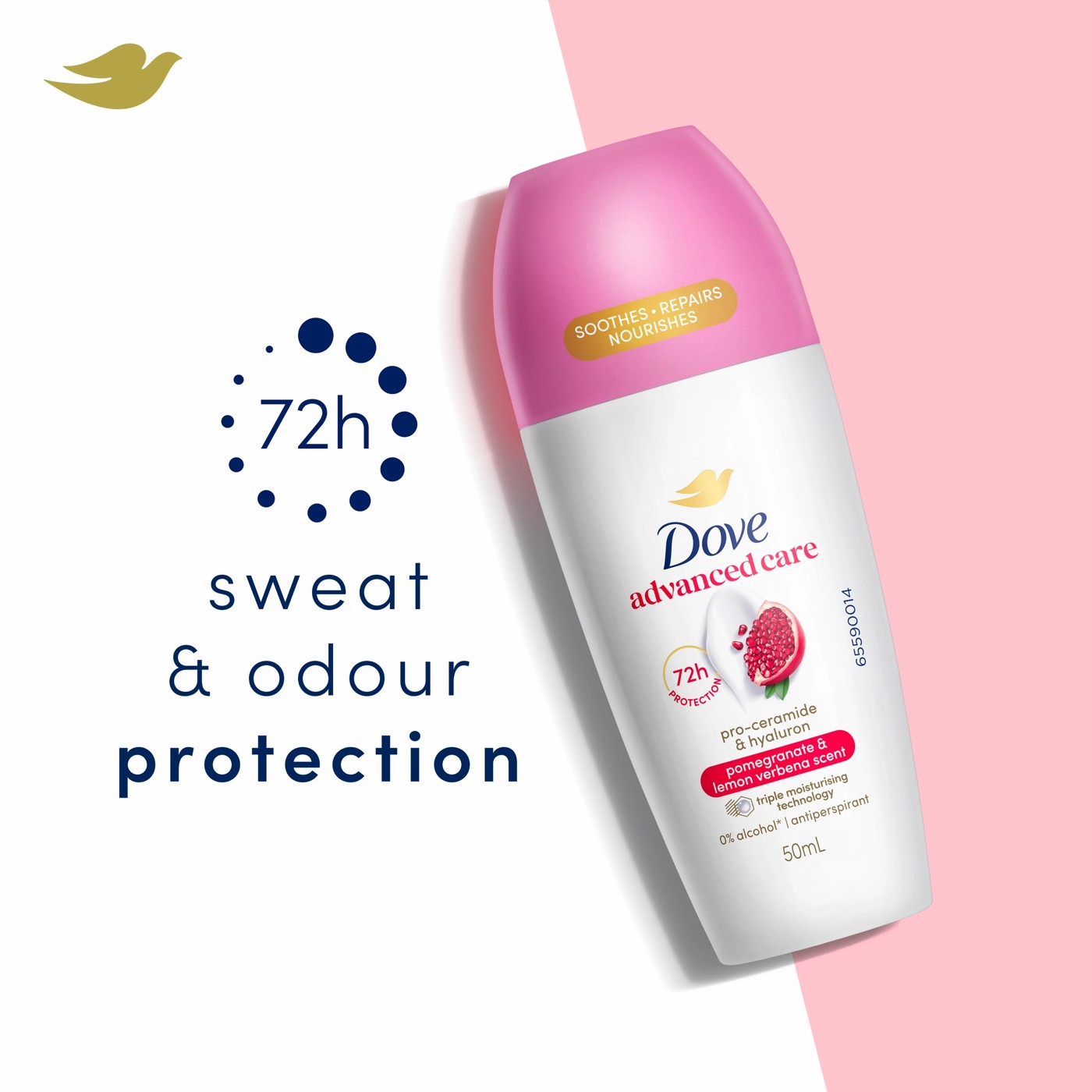 Dove Advanced Care Go Fresh Antiperspirant Deodorant Roll-On 50ml - Pro-Ceramide and Calendula, Pomegranate Scent 3 of 5
