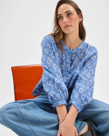 3/4 Sleeve Femme Print Blouse
