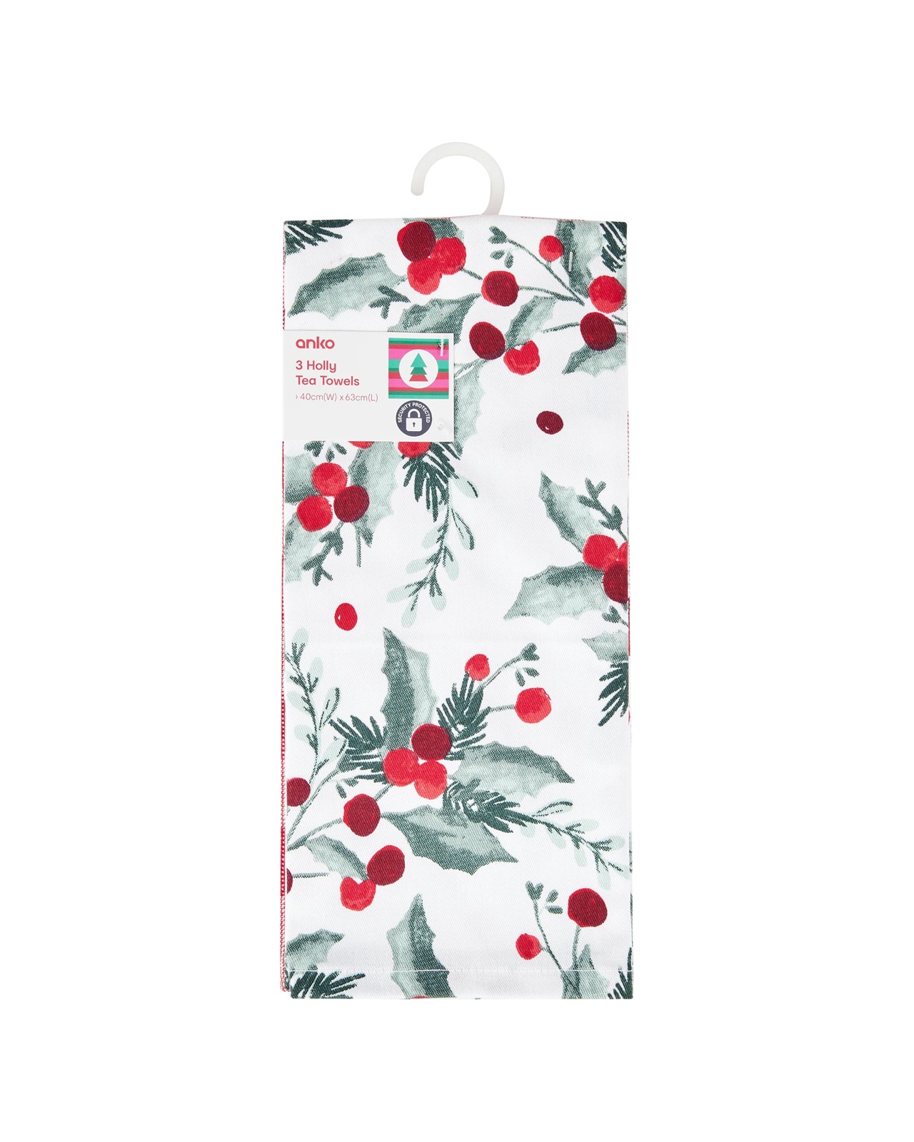 Anko 3 Pack Holly Tea Towels 6 of 6