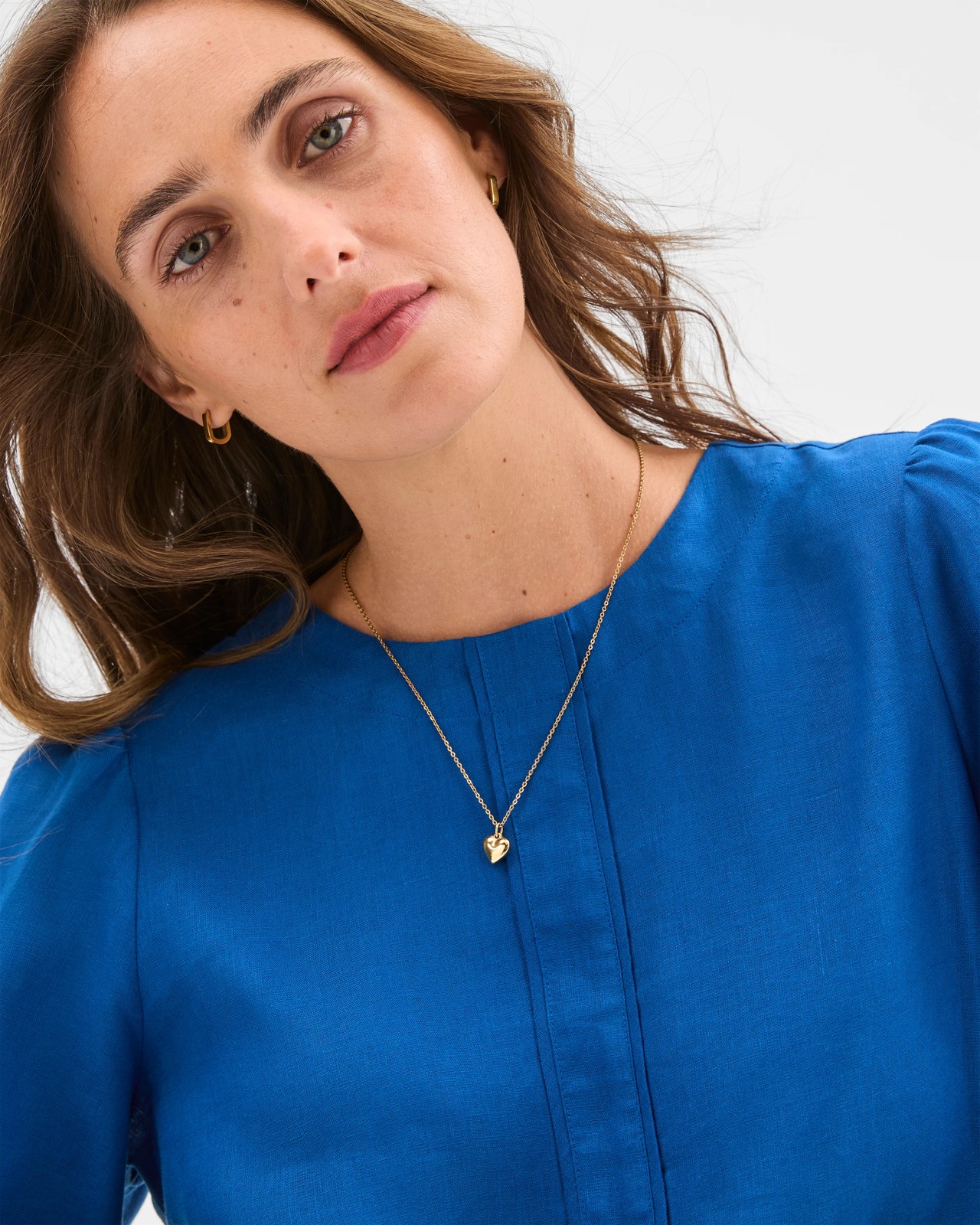 European Linen Femme Popover Blouse - Deep Ocean 5 of 6