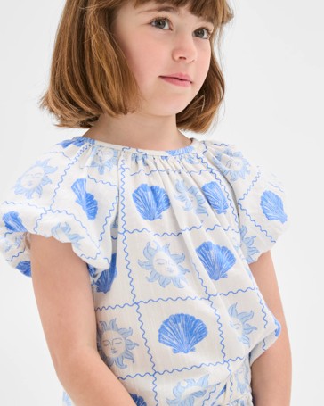 Woven Puff Sleeve Top