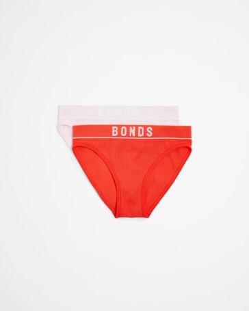 Bonds Girls Retro Rib Bikini Briefs 2 Pack