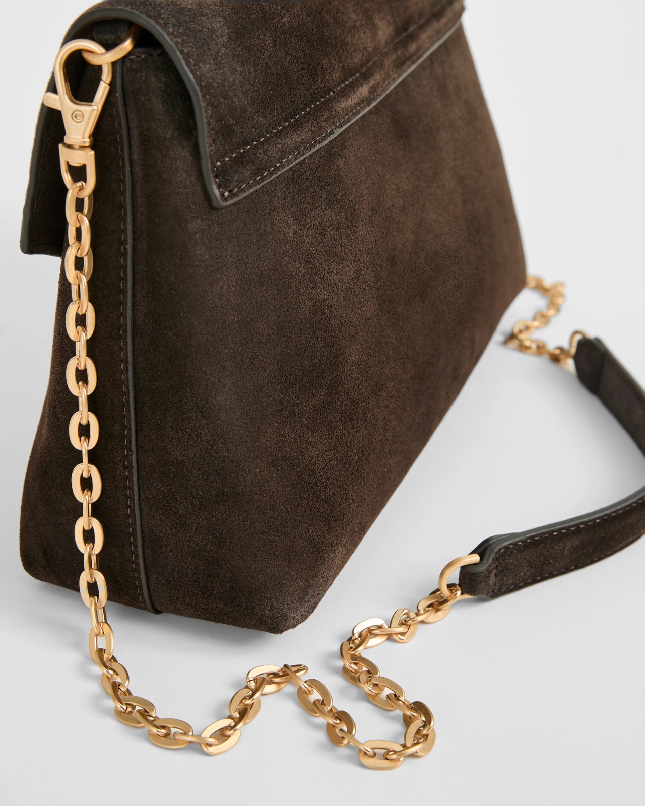 Premium Suede Leather Envelope Crossbody Bag - Bitter Choocolate 4 of 4