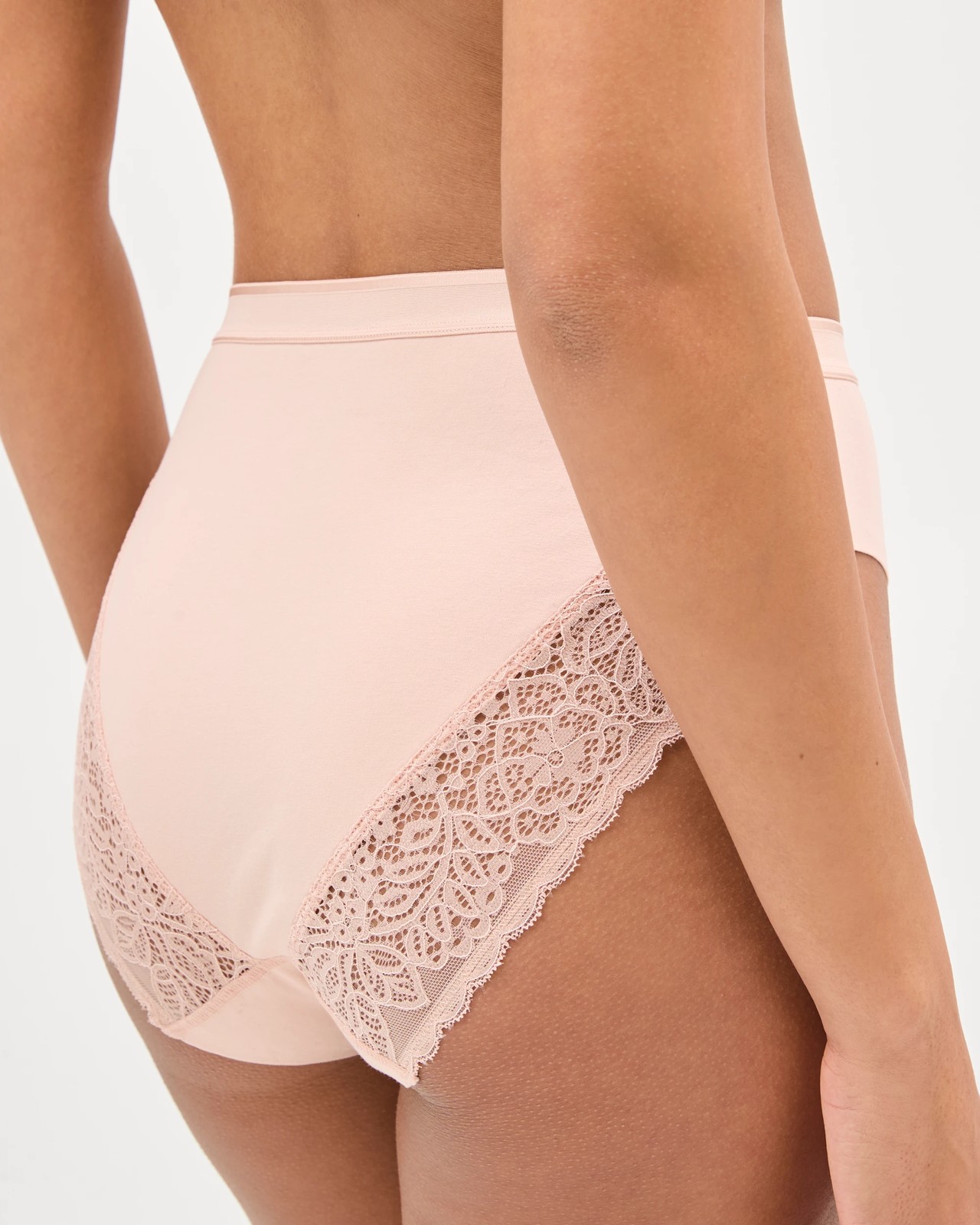 Australian Cotton Blend 2 Pack Luna Lace Light Shaping High Cut Briefs - Cameo Rose 4 of 4