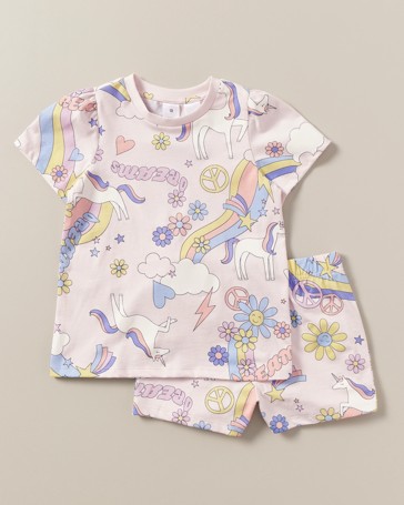 Puff Sleeve Unicorn Cotton Pyjama Set