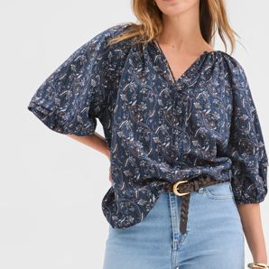 Tie Detail Tuck Sleeve Blouse product image