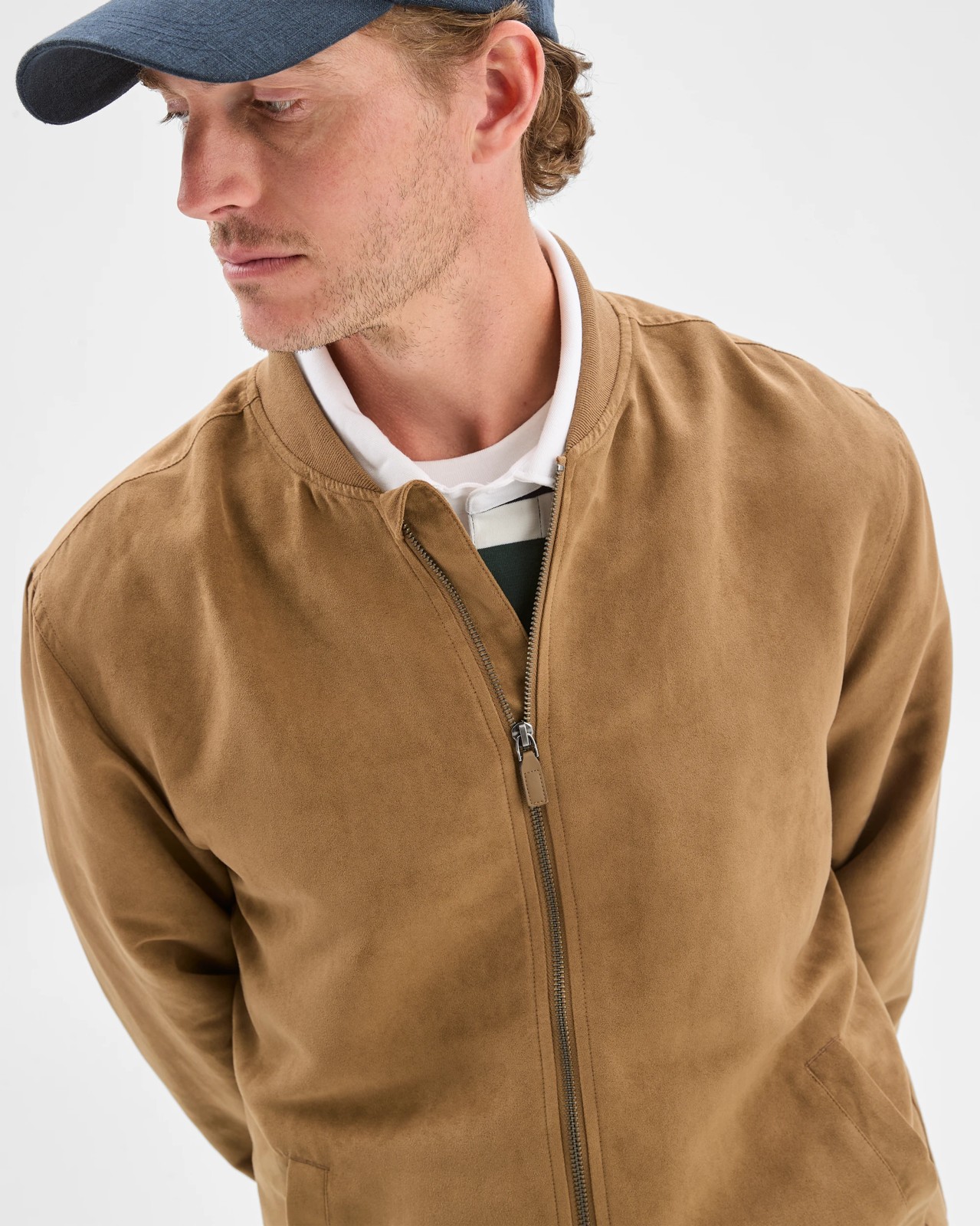 Faux Suede Bomber Jacket - Tan 5 of 5