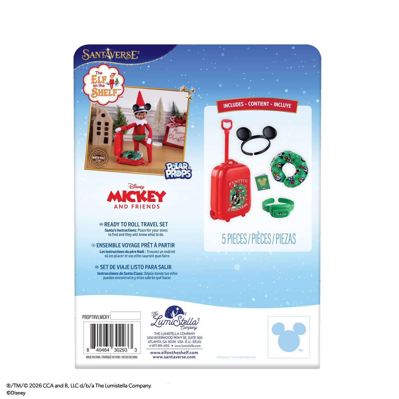 5 Piece Santaverse The Elf on the Shelf: Disney Mickey and Friends Ready to Roll Travel Set 2 of 5