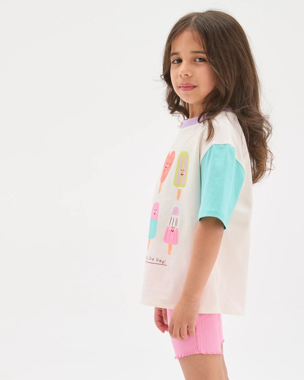 Australian Cotton Blend T-Shirt and Bike Shorts Set - Multi Colourblock 3 of 5