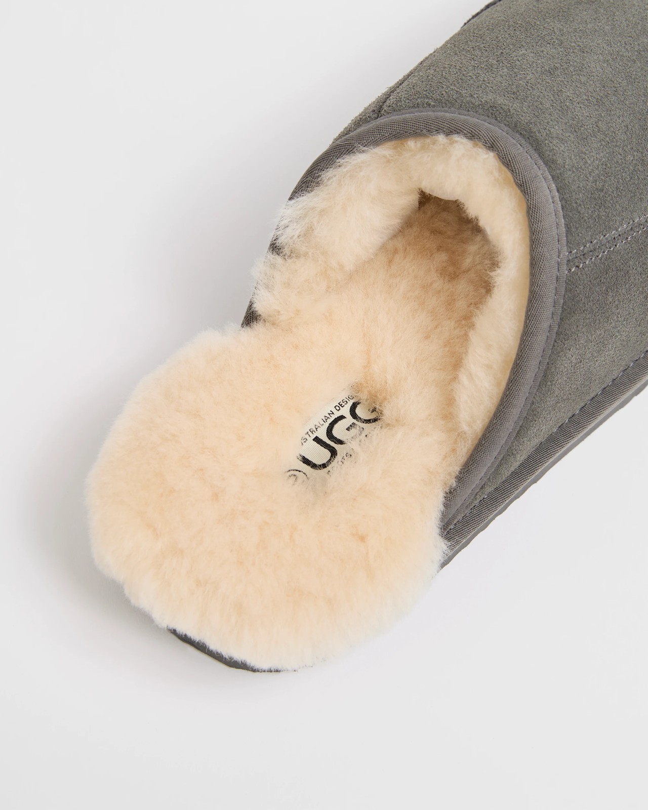 Australian Design Sheepskin and Leather Slipper Scuff - Grey 3 of 3