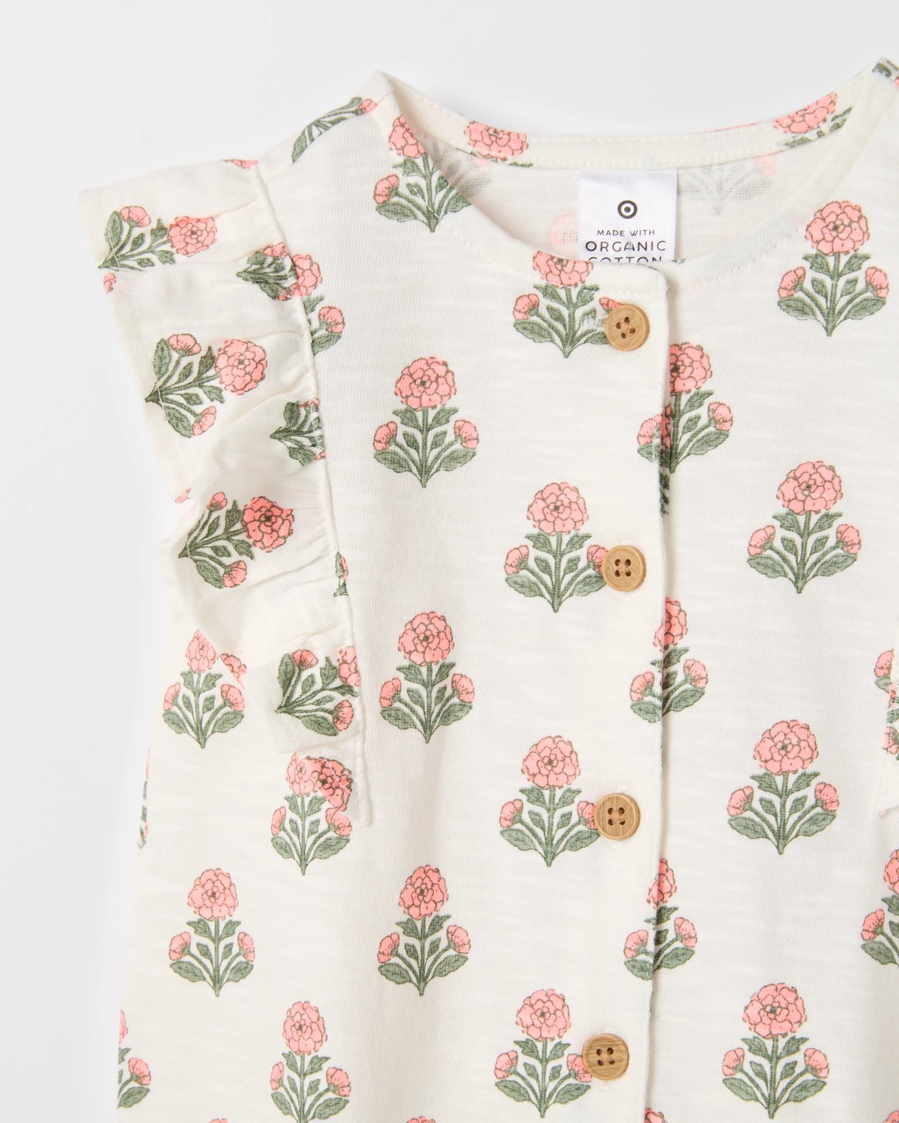 Baby Girls Organic Cotton Jersey Print Jumpsuit - Floral Stamp 5 of 5