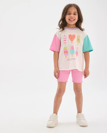 Australian Cotton Blend T-Shirt and Bike Shorts Set