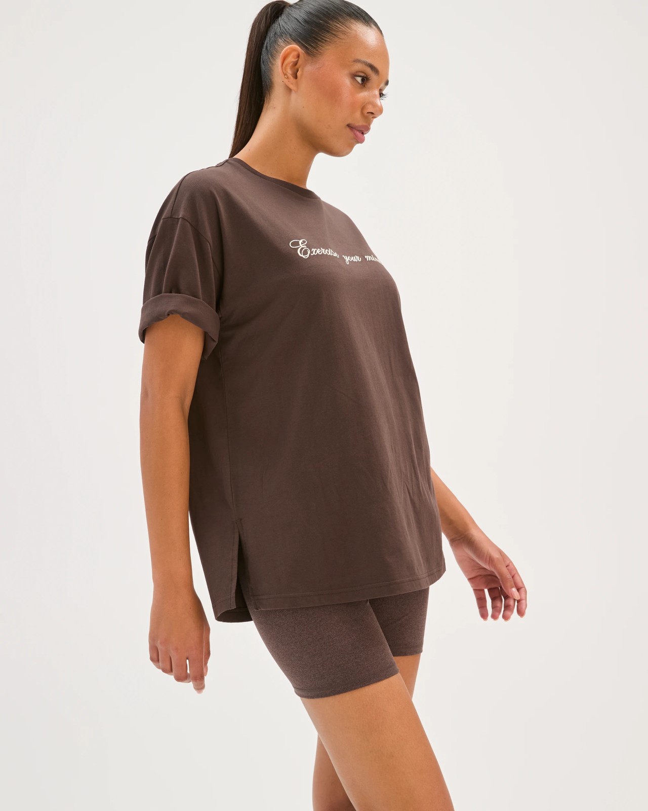 Active Australian Cotton Blend Oversized Graphic T-Shirt - Cocoa/Exercise 2 of 6