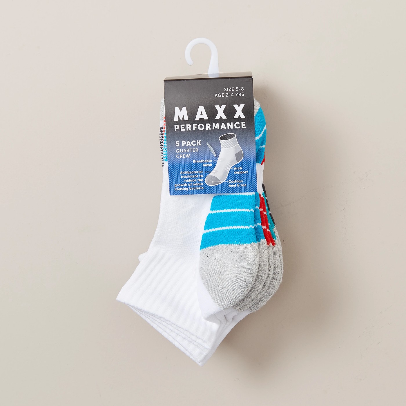 5 Pack Maxx Performance Qtr Crew Socks 3 of 3
