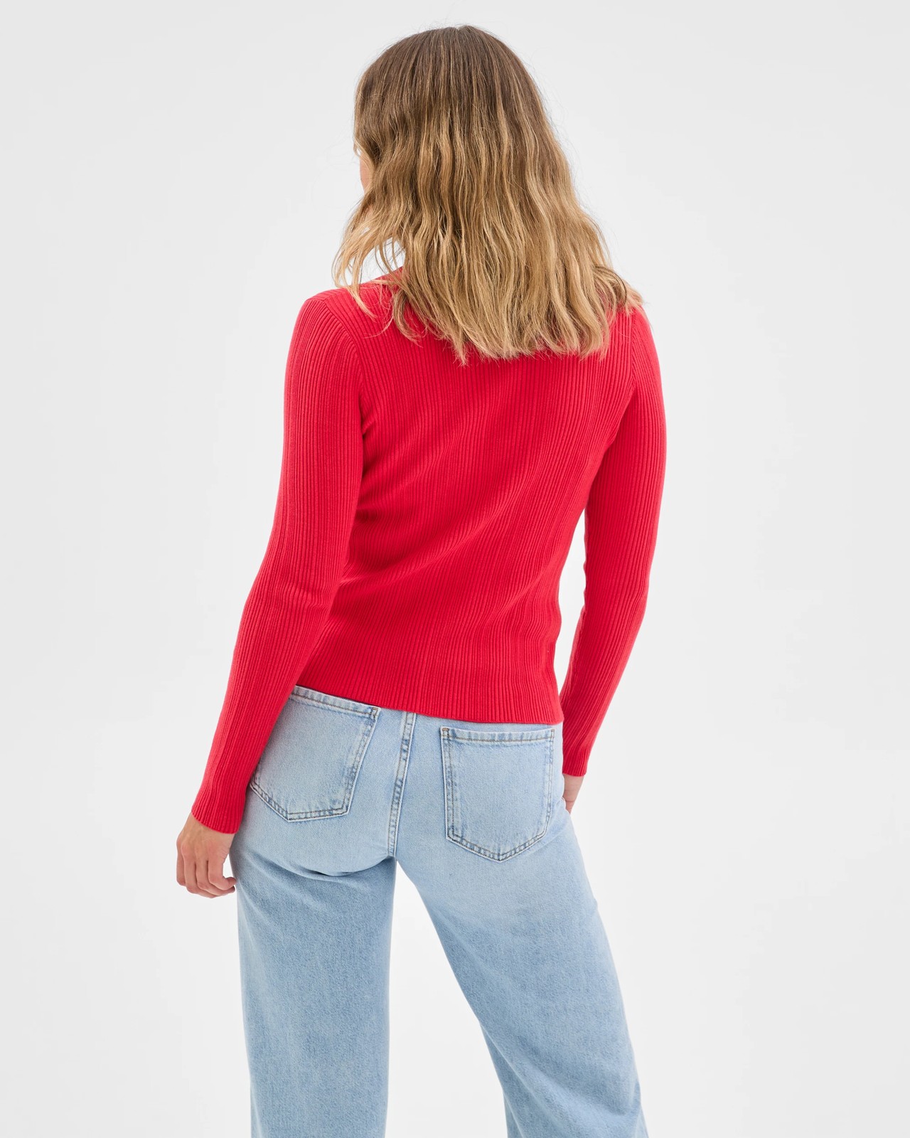 Australian Cotton Blend Variegated Rib Knitted Jumper - True Red 6 of 6