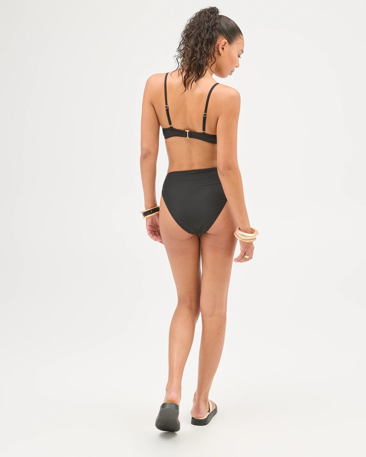 Shape Your Body High Waisted High Cut Swim Bikini Bottoms - Black 5 of 6