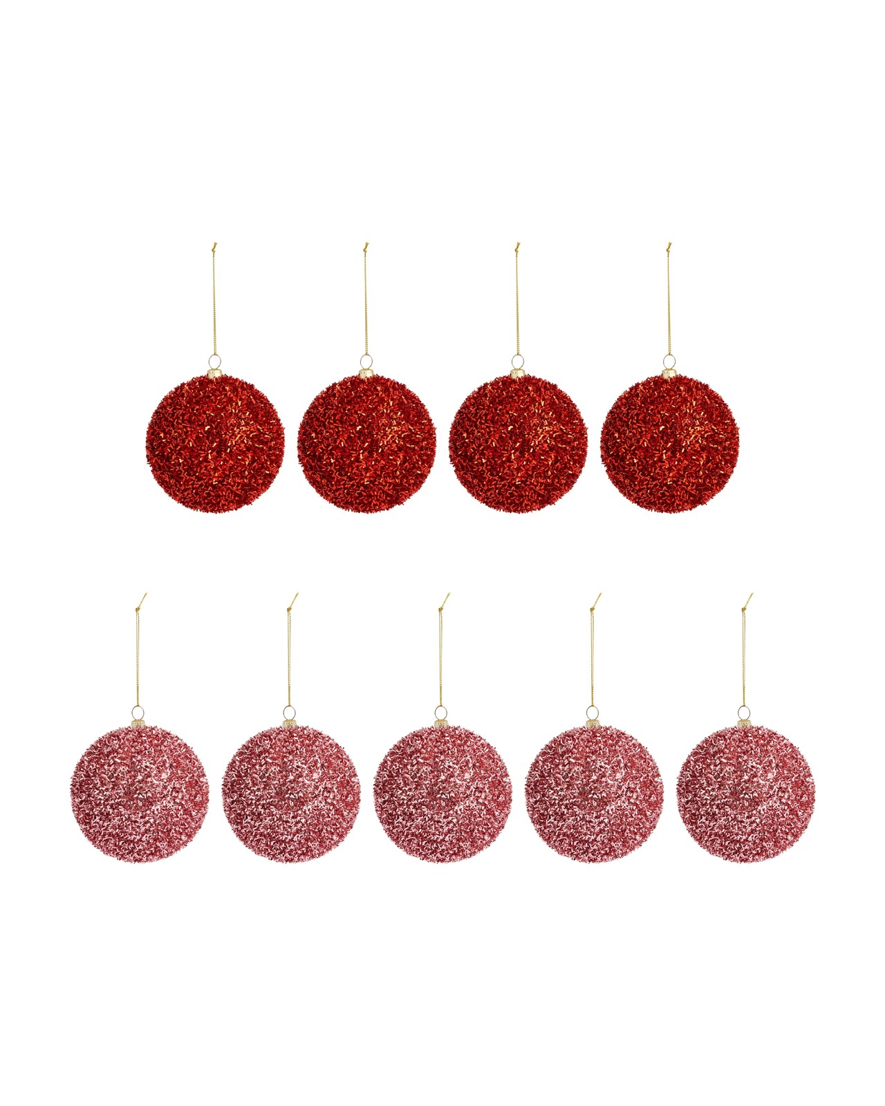 Anko 9 Pack 10cm Pink Candy Tinsel Baubles 2 of 5