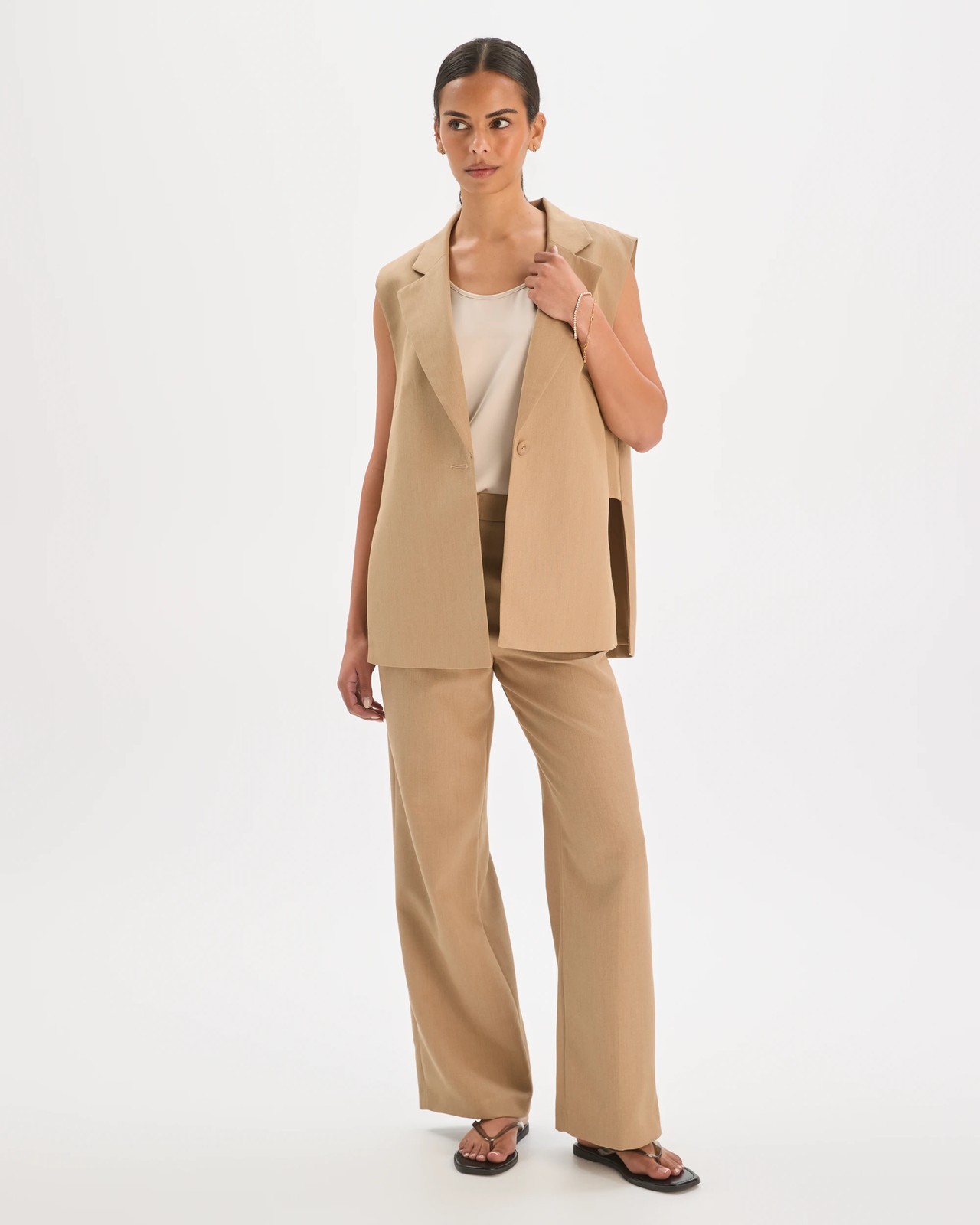 Preview Textured Tailored Back V Detail Vest 2 of 6