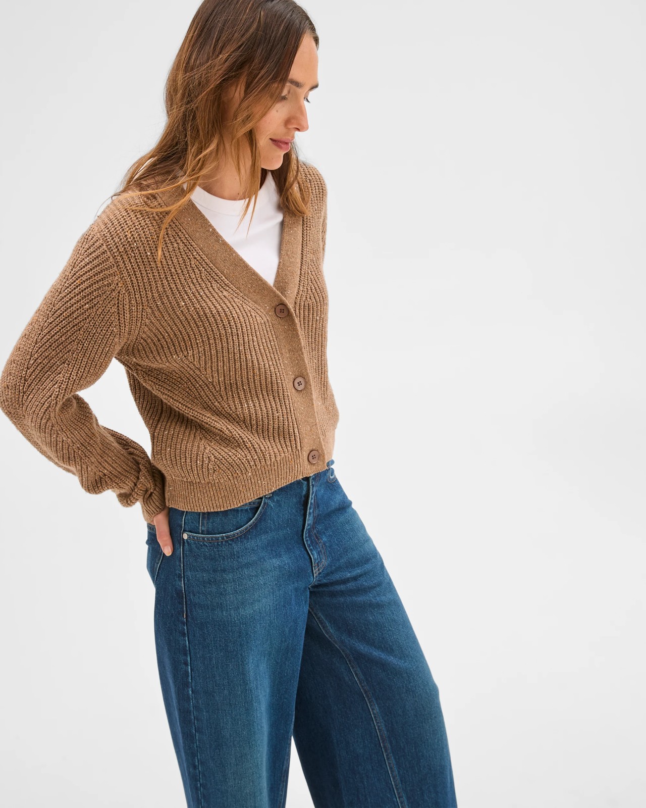 Australian Cotton Blend V-Neck Knit Cardigan - Partridge 6 of 6