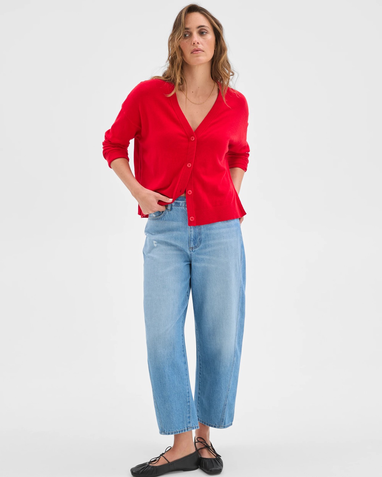 Australian Cotton Knit Cardigan - True Red 2 of 6